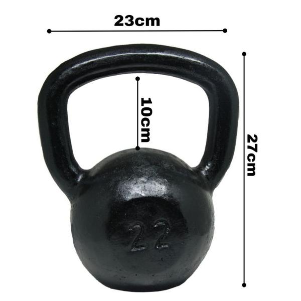 Imagem de Kit Colchonete Azul + Par de Caneleira 3Kg + kettlebell Pintado 22kg