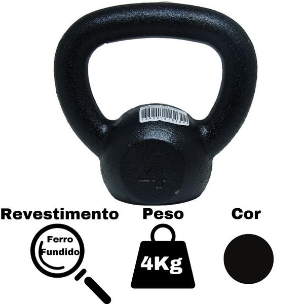 Imagem de Kit Colchonete Azul+ Par de Caneleira 3Kg + kettlebell Pintado 4kg