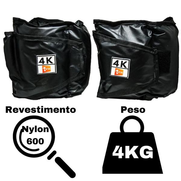 Imagem de Kit Colchonete Azul + Par de Caneleira 4Kg + kettlebell Pintado 4kg