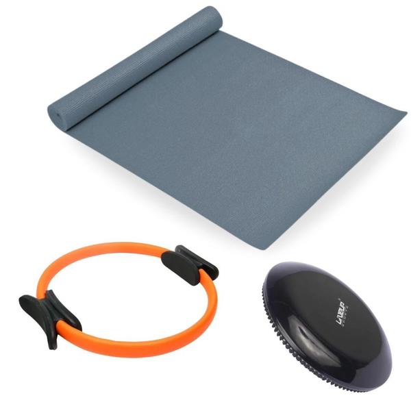 Imagem de Kit Colchonete + Disco de Equilibrio + Arco Flexivel Liveup Sports Exercicios Fisicos