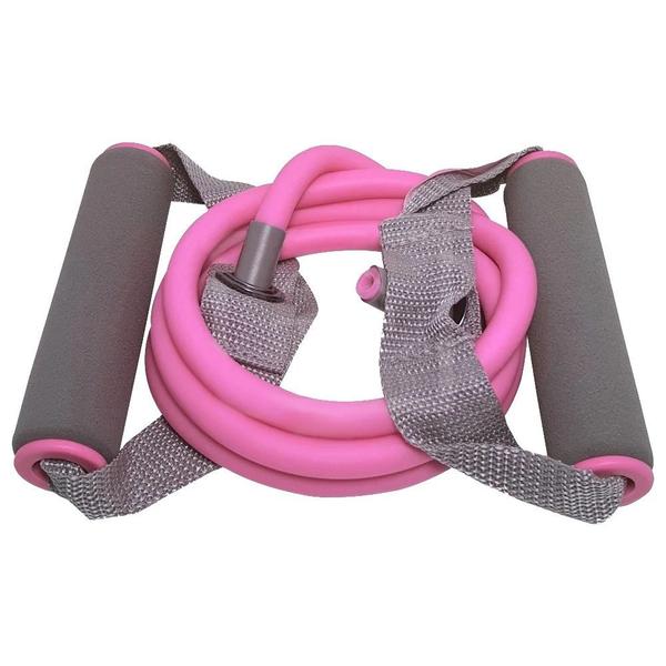 Imagem de Kit Colchonete Eva Rosa 1,73 Metros + Extensor Elastico Tensao Leve Rosa para Exercicios / Pilates  Liveup Sports 