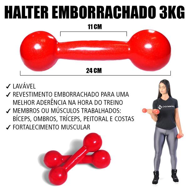 Imagem de Kit colchonete + Halteres 3kg + Caneleiras 2 kg Academia Fitness Musculação