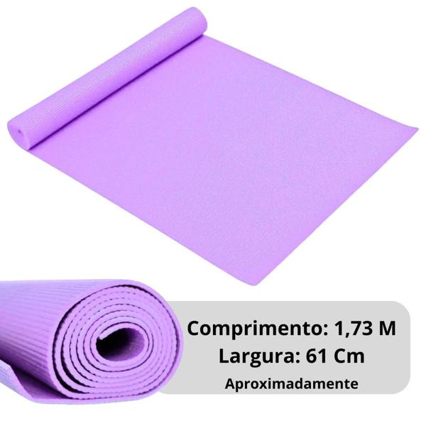 Imagem de Kit Colchonete Lilas 1,73 M + Bola Suica 55 Cm Pilates + Mini Band Elastico Super Forte para Exercicios  Liveup Sports 