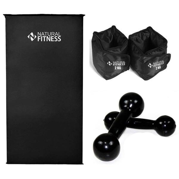 Kit Colchonete Par Halteres De 2kg Par Caneleiras De 5kg - Natural Fitness Imagem de Kit Colchonete Par Halteres De 2kg Par Caneleiras De 5kg