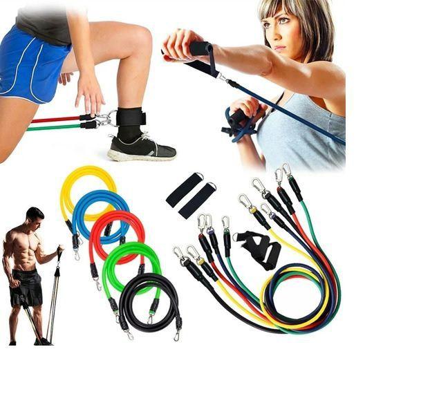 Kit Colchonete Preto + Kit Extensor Elástico 11 Peças Crossbend 1Fit + Par de Caneleira Tornozeleira De Peso 2kg - 1 Fit Imagem de Kit Colchonete Preto + Kit Extensor Elástico 11 Peças Crossbend 1Fit + Par de Caneleira Tornozeleira De Peso 2kg