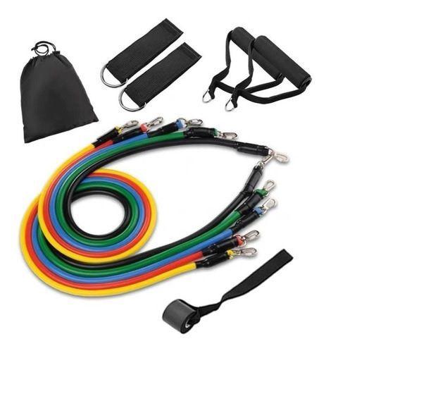 Kit Colchonete Preto + Kit Extensor Elástico 11 Peças Crossbend 1Fit + Par de Caneleira Tornozeleira De Peso 2kg - 1 Fit Imagem de Kit Colchonete Preto + Kit Extensor Elástico 11 Peças Crossbend 1Fit + Par de Caneleira Tornozeleira De Peso 2kg