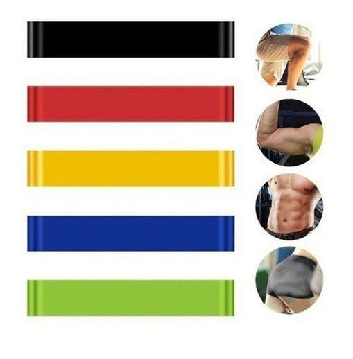 Imagem de Kit Colchonete Preto + Par de Caneleira De Peso 5kgs Profissional + 5 Mini Band Elástico para Exercícios + Corda