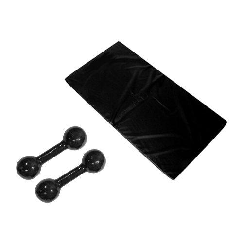 Imagem de Kit Colchonete Preto + Par Halter Bola Emborrachado 9kg