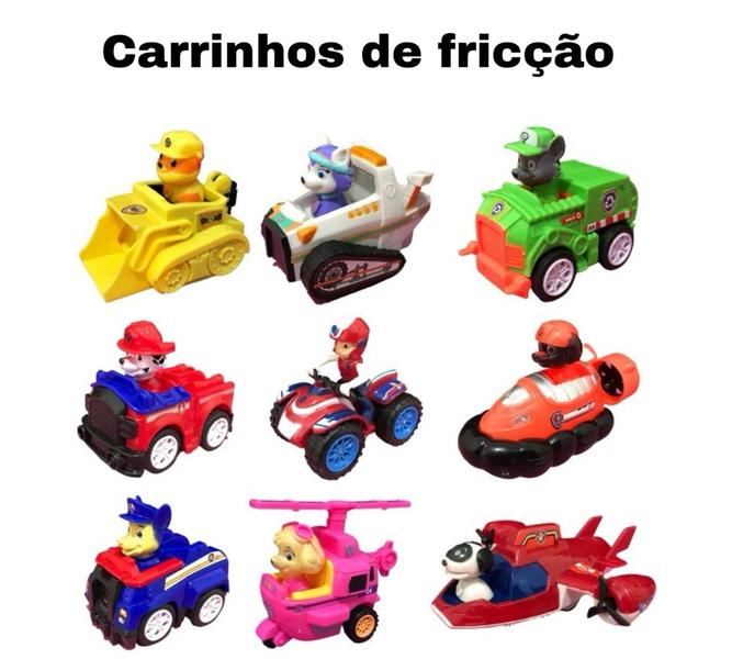 Imagem de Kit Coleção 9 Carrinhos Patrulha Canina Fricção Brinquedos