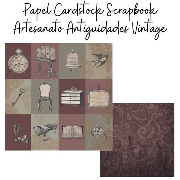 Imagem de Kit Coleção Papel Cardstock Scrapbook Artes Vintage Chique