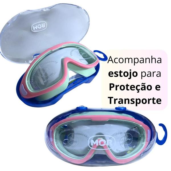 Imagem de Kit Colete Infantil Sereia com Manga Acima 3 Anos + Oculos de Natacao com Bandana Protecao Uv/ Antiembacante Azul  Mor 