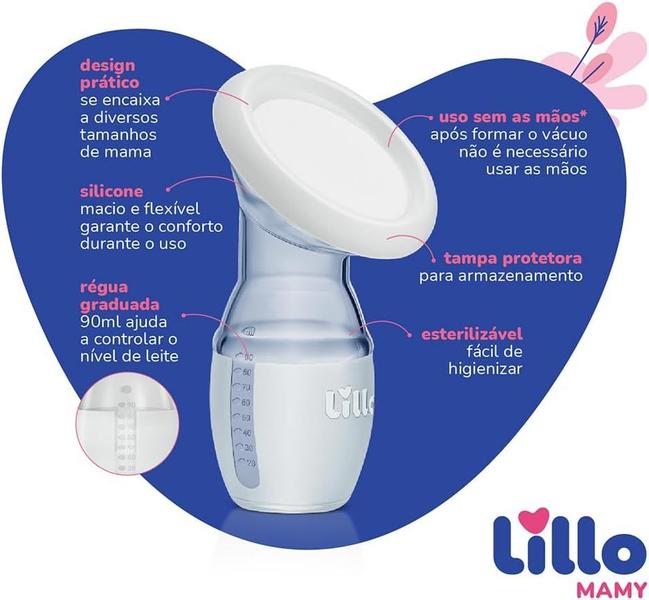 Imagem de Kit Coletor Bomba Coletora de Leite Materno Lillo Mamy com 3 frascos 120ml Silicone de 18 Meses a 3 Anos