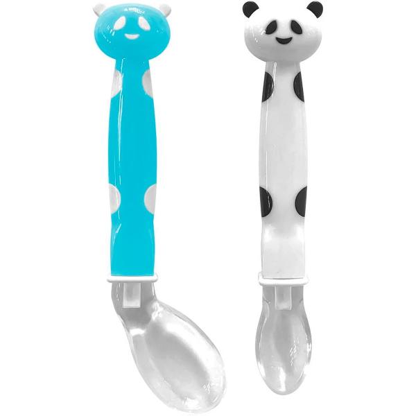 Imagem de Kit Colher De Silicone Para Bebê Infantil +6 Meses Pandinha Azul Buba