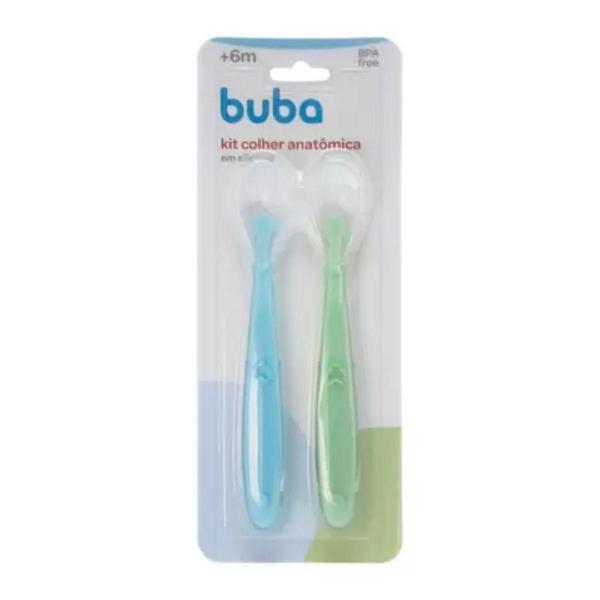 Imagem de Kit Colher Silicone Anatômica 2 Un Azul/Verde 6M+ Buba