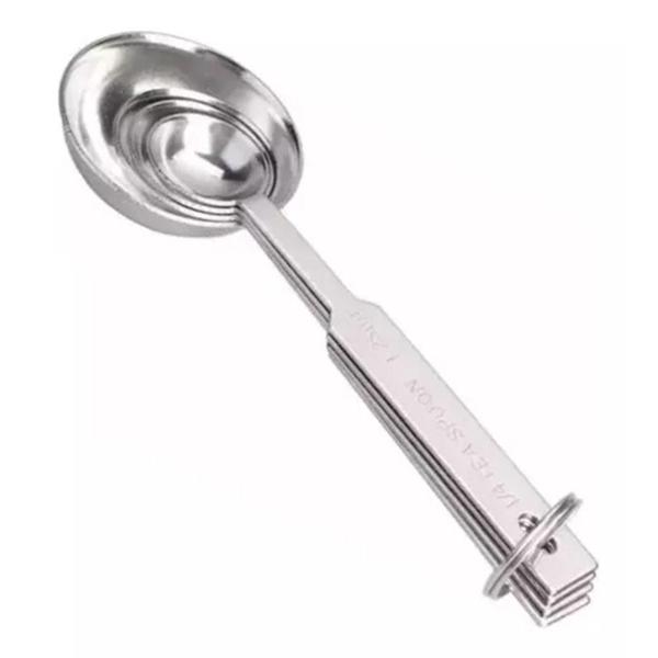 Imagem de Kit Colheres Medidor Aço Inox 4 Peças Resistente Prático - CLASS HOME