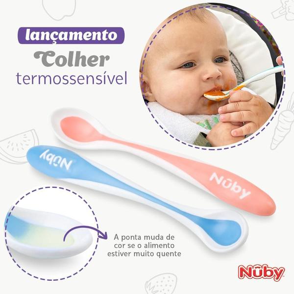 Imagem de Kit Colheres Termossensíveis Ponta Inteligente Infantil Alimentação - Nuby