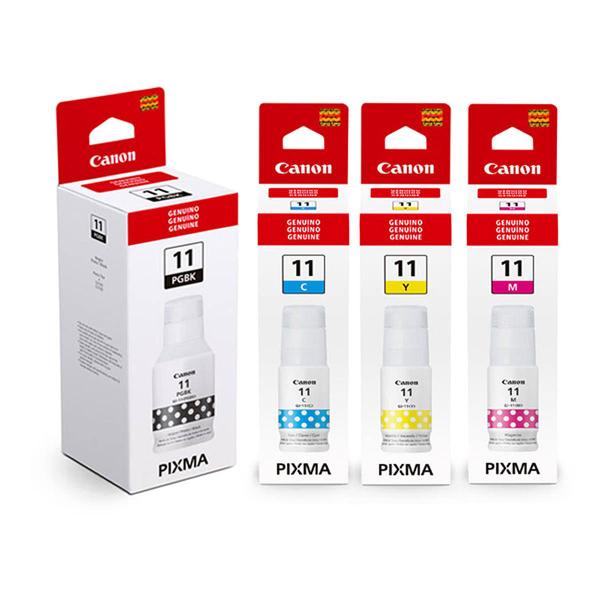 Kit Colorido Tinta Canon GI-11 GI11 Original para Impressora Mega Tank G3160 G2160 G-3160 G-2160 Imagem de Kit Colorido Tinta Canon GI-11 GI11 Original para Impressora Mega Tank G3160 G2160 G-3160 G-2160