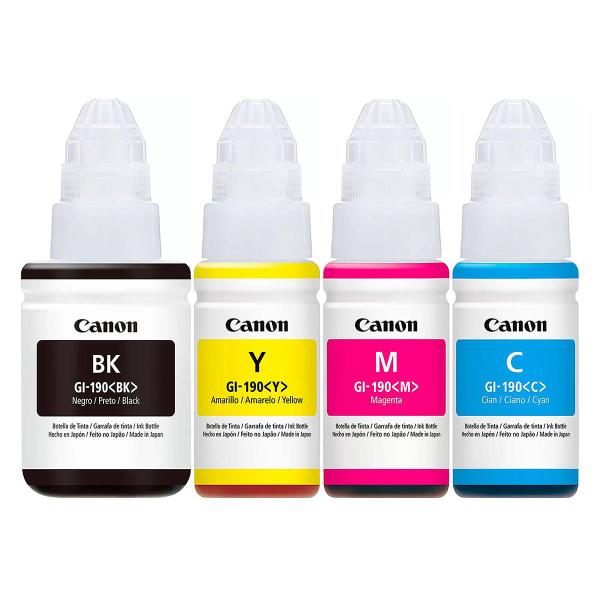 Imagem de Kit Colorido Tinta Canon GI-190 GI190 Original para Pixma Maxx G1100 G2100 G2111 G3100 G3102 G4100 G4102 G4110