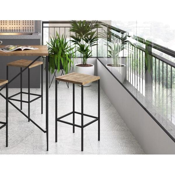 Imagem de Kit Com 02 Banqueta Alta Steel Quadra 27816 Vermont Preto Fosco Artesano