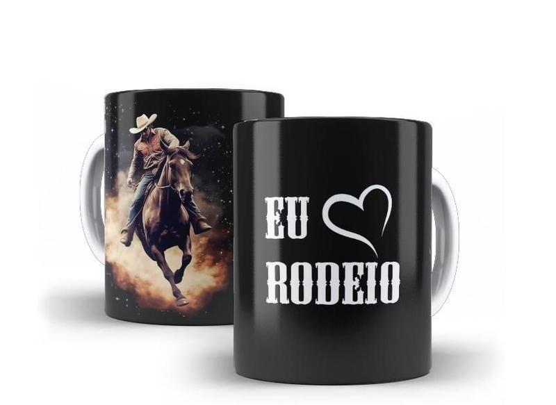 Imagem de Kit com 02 Canecas Porcelana Cowboy Eu Amo Rodeio Rústico Bruto e Sistemático