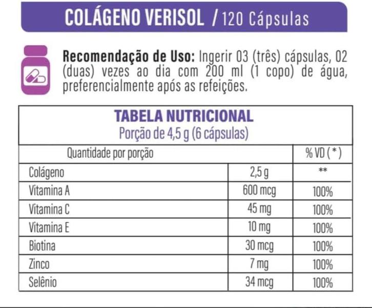 Imagem de Kit Com 02 - Colágeno Hidrolisado Verisol + Associações 750Mg 120 Cápsulas Flora Nativa