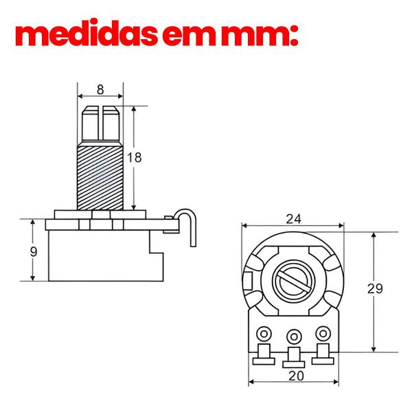 Imagem de Kit Com 02 Potenciômetros Thida 250k Telecaster Guitarra