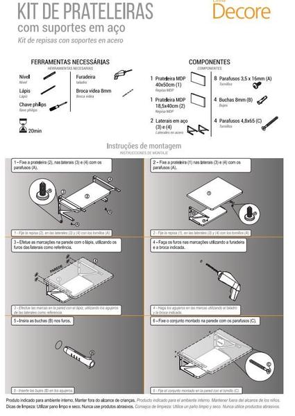 Imagem de Kit com 02 prateleiras e suportes em aço KIT 2 Z