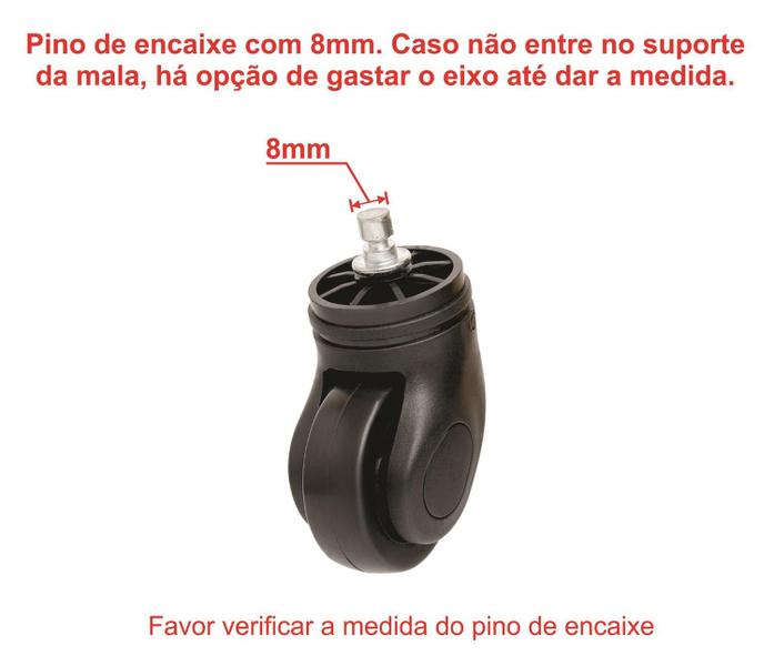 Imagem de Kit com 02 Rodinhas de Mala Giratória para Substituição