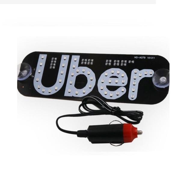 Imagem de Kit com 02 Unidades Placa Painel Luminoso 12v Led Uber 2 Ventosas e Plugue para o Carregador