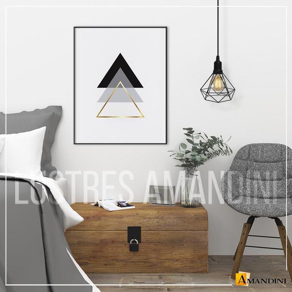 Imagem de Kit com 03 Luminarias Pendente Aramado Modelo Diamante - Cobre - ideal para ser utilizado com lâmpadas de filamento LED