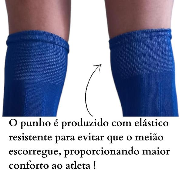 Imagem de Kit Com 03 Pares Meião Futebol Masculino Adulto PROFISSIONAL Atoalhado Em Algodão