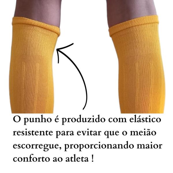 Imagem de Kit Com 03 Pares Meião Futebol Masculino Adulto PROFISSIONAL Atoalhado Em Algodão