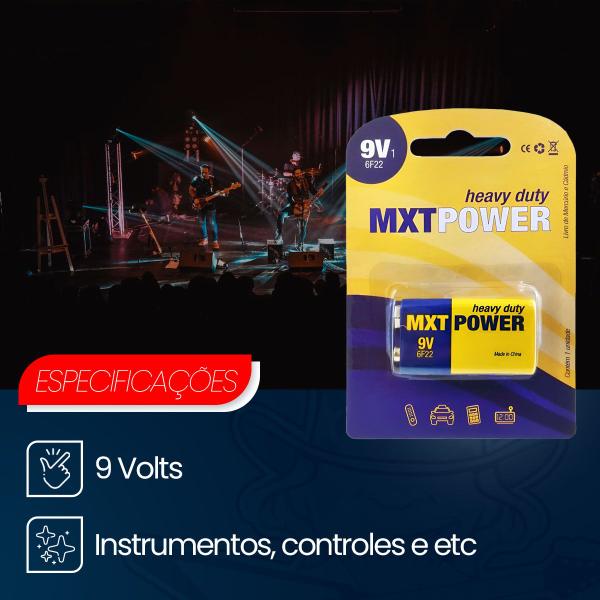 Imagem de Kit Com 04 Baterias Original MXT Power Heavy Duty 9V 6F22