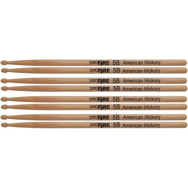 Imagem de Kit Com 04 Pares De Baquetas Pro Fire Madeira Hickory 5B