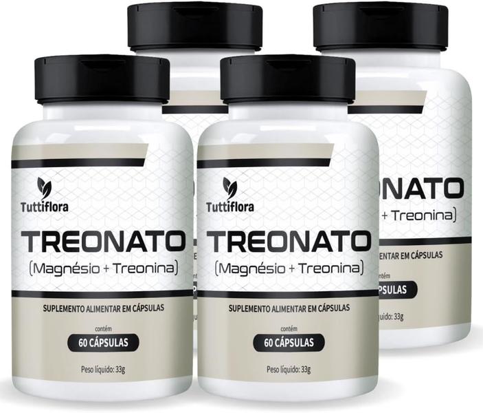 Imagem de Kit Com 04 - Treonato (Magnésio + Treonina) 500mg 60 Cápsulas TuttiFlora