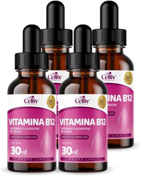 Imagem de Kit Com 04 - Vitamina B12 Em Gotas 30Ml Celliv