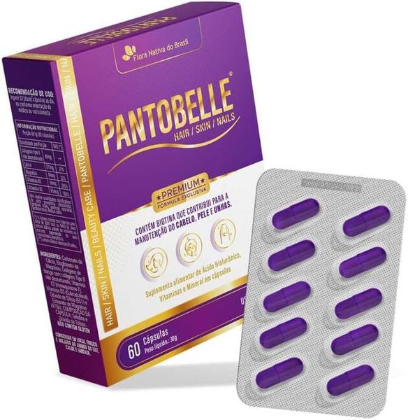 Imagem de Kit Com 05 - Pantobelle (Cabelo e Unhas) 500mg 60 Cápsulas Flora Nativa