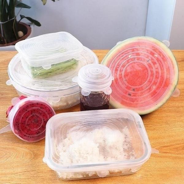 Imagem de Kit Com 06 Tampas Flexível De Silicone Universal Alimentos