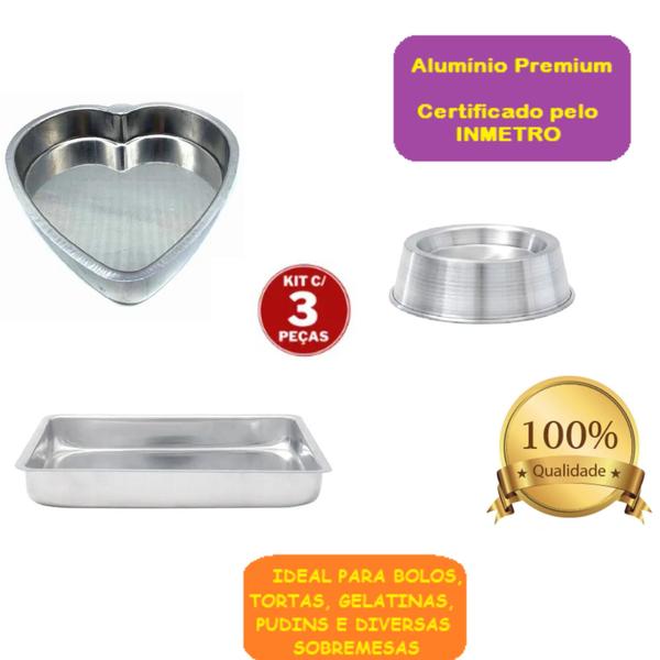 Kit Com 1 Assadeira Retangular 1 Forma De Bolo Coração e 1 Forma Ballerine Redonda - Garcia Atacadista Imagem de Kit Com 1 Assadeira Retangular 1 Forma De Bolo Coração e 1 Forma Ballerine Redonda