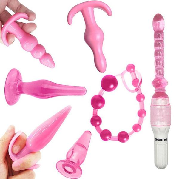 Imagem de Kit com 1 Plug Jelly e 5 Plug Anal / 1 Dedeira Rosa  SI