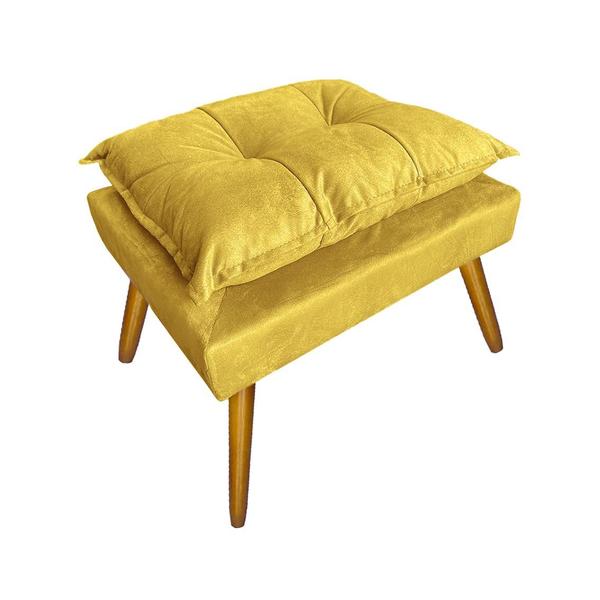 Imagem de Kit Com 1 Poltrona e 1 Puff Para Quarto Sala Salão Apolo Suede Amarelo - LM DECOR