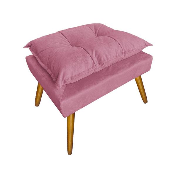 Imagem de Kit Com 1 Poltrona e 1 Puff Para Quarto Sala Salão Apolo Suede Rosa Barbie - LM DECOR