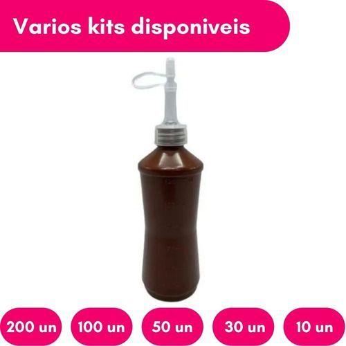 Imagem de Kit Com 10 Almotolias Transparente Ou Ambar  Bico Reto 250ml