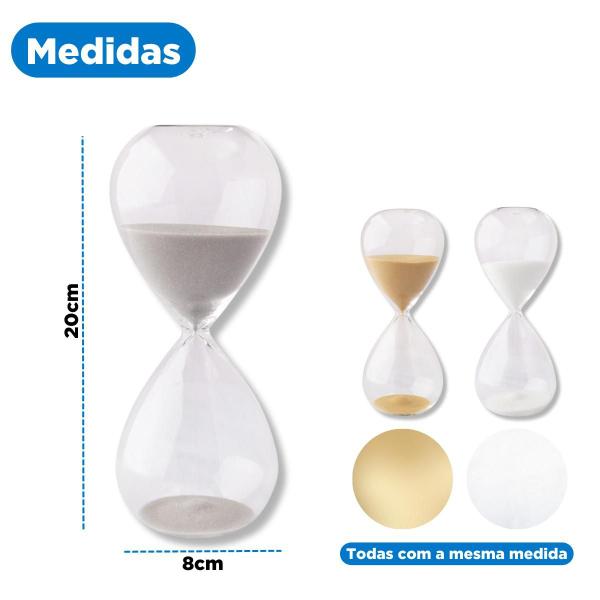 Imagem de Kit Com 10 Ampulhetas Decorativas 30 Minutos Relógio De Areia Temporizador Prata Dourado Branco Vidro