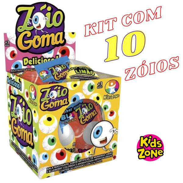 Imagem de Kit Com 10 Balas Zóio Goma Kids Zone Balas Gelatina Olhos 