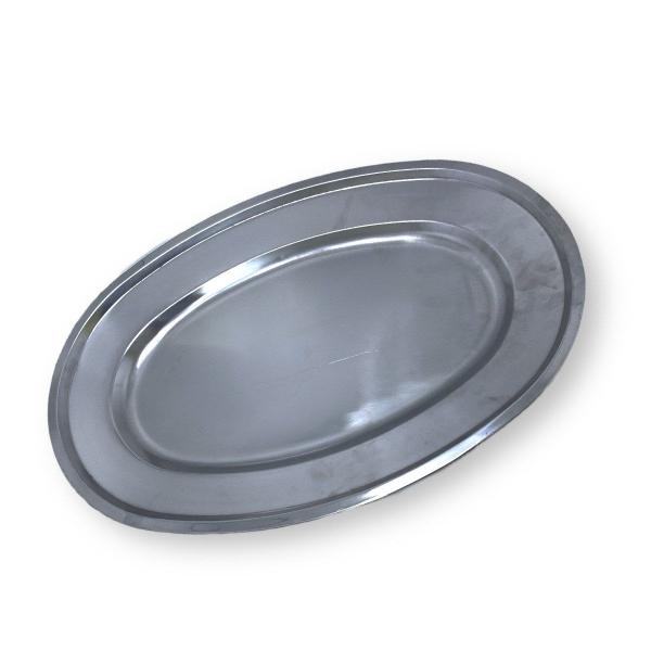 Imagem de Kit Com 10 Bandejas Travessa de Inox Oval Rasa Grande 50cm