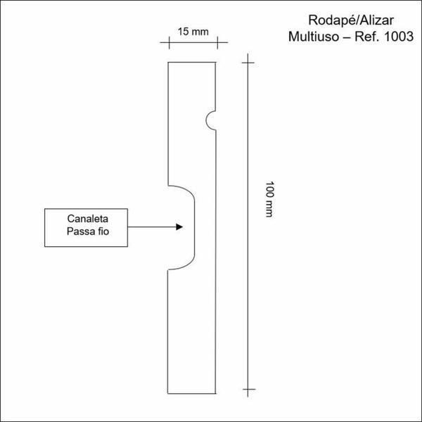 Imagem de Kit com 10 Barras Rodapé de MDF 10cm x 15mm x 2,40m Frisado Resistente a Umidade Moldufama 1003 24m Cinza