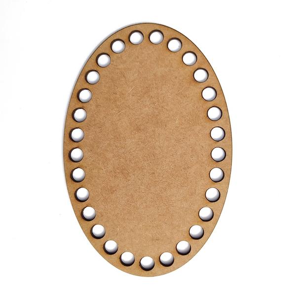 Imagem de Kit com 10 bases Oval crochê fio de malha MDF 10cm