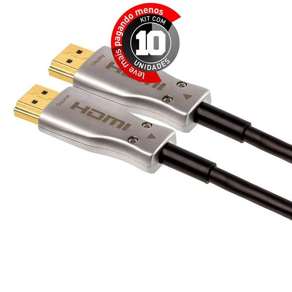 Imagem de Kit com 10 Cabos HDMI Fibra Óptica 100 metros