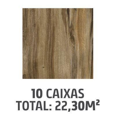 Imagem de Kit com 10 Caixas Pisos Tavola Madeira Mate HD 61x61cm Caixa 2,23m² Marrom